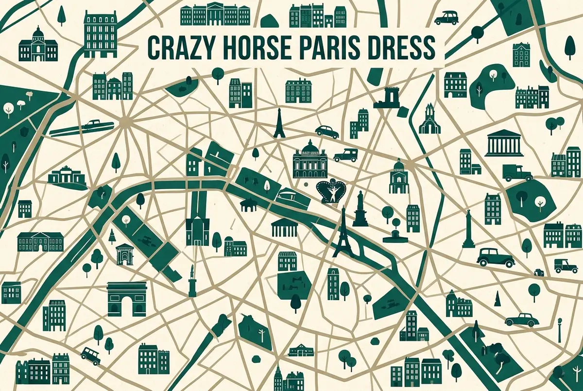 illustrated map of Paris highlights for Crazy Horse Paris Dress Code and Age Policy, crazy horse paris dress code