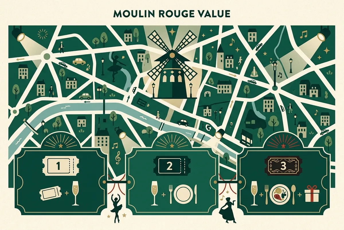 illustrated map of Paris highlights for Vale a Pena Ir ao Moulin Rouge? Uma Análise Honesta, vale a pena moulin rouge