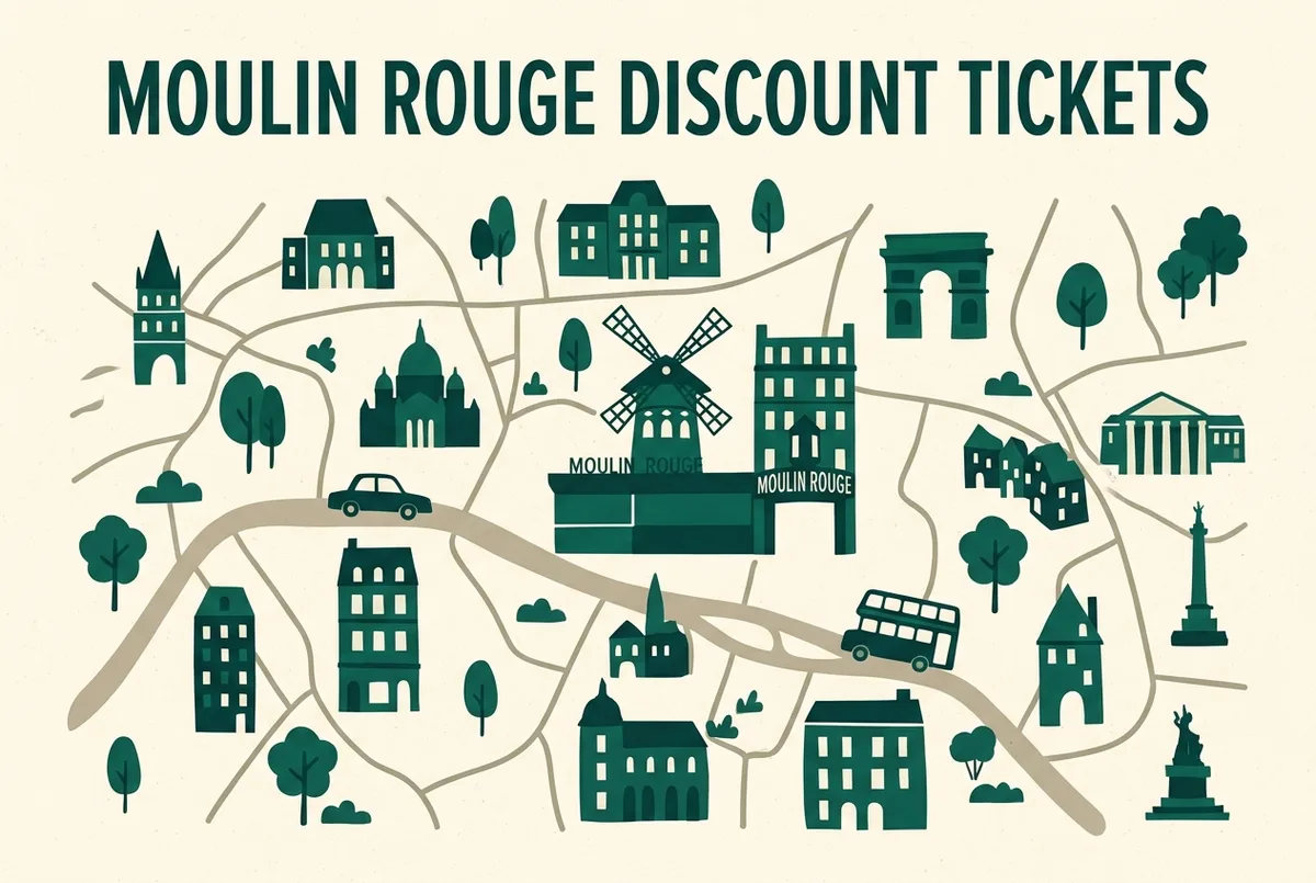 illustrated map of Paris highlights for Billets Moulin Rouge Pas Cher : les Offres sont-elles Fiables ?, billet moulin rouge pas cher
