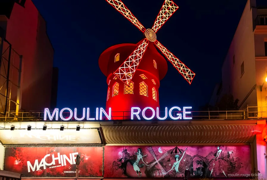 Biglietti cena e spettacolo al Moulin Rouge con champagne e trasporto di ritorno a Parigi